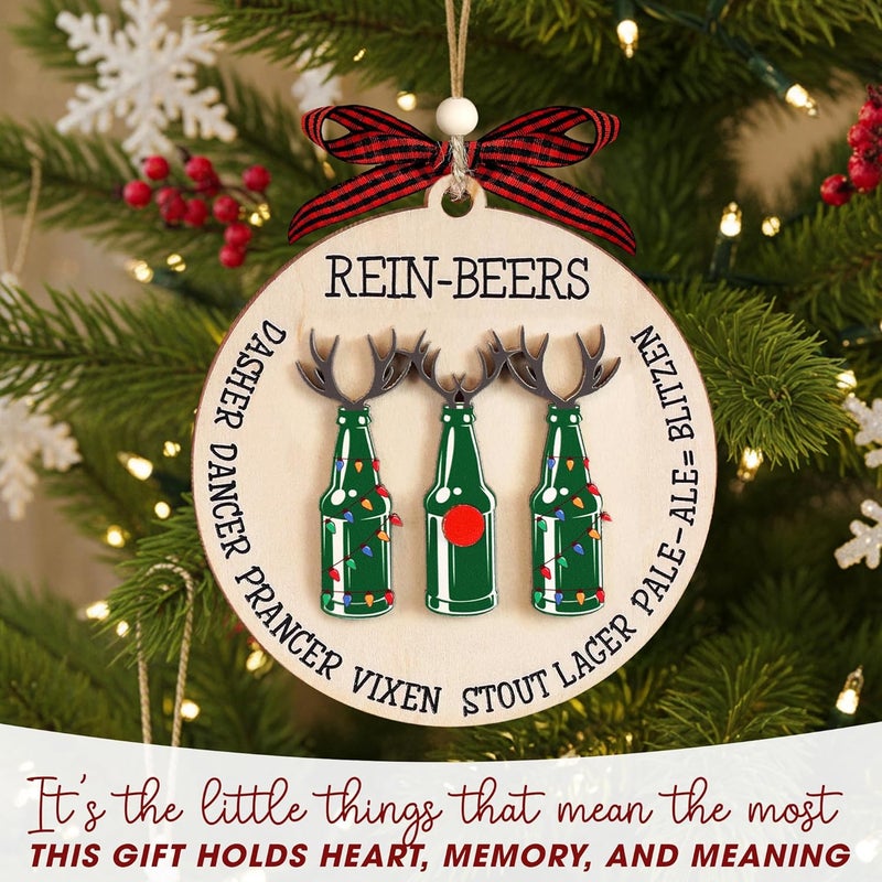 Hangwoous Funny Beer Ornament, Rein-Beers Ornament, Beer Ornaments for Tree, Funny Christmas Ornaments, Ornaments for White Elephant Gift Exchange, Coworker Gift - Image 4